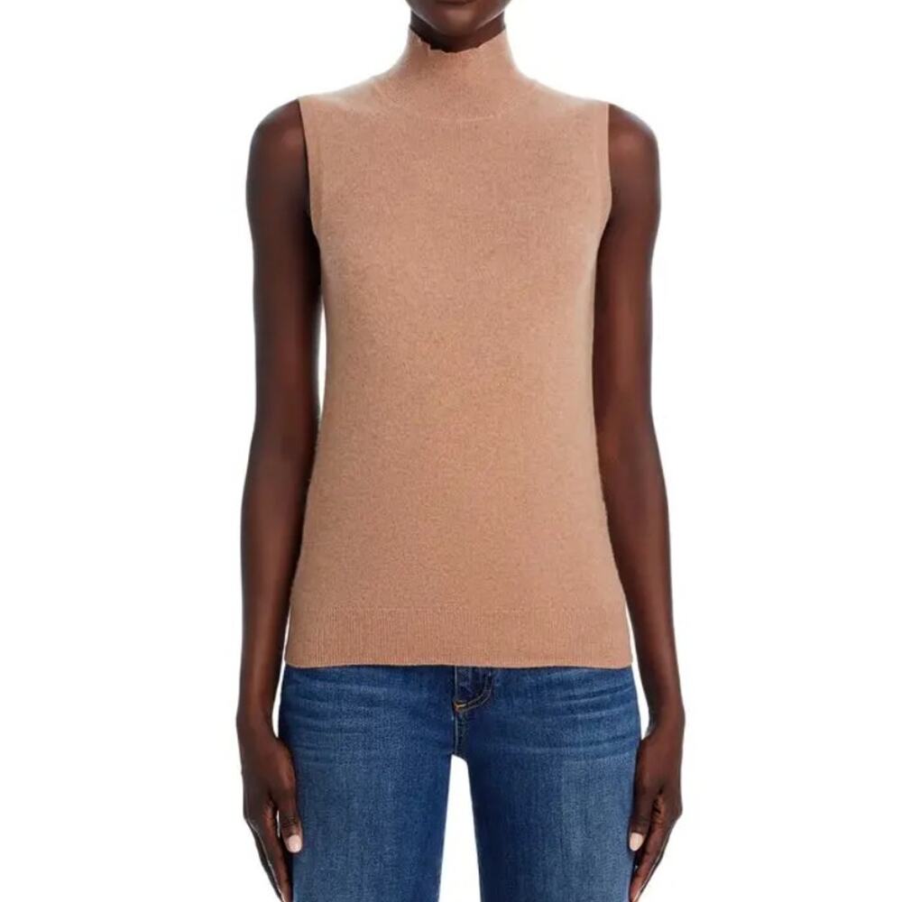 Bloomingdale's Women Camel Cashmere Knit Sleeveless Sweater Top Size M